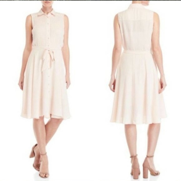 Nanette Lepore Dresses & Skirts - Nanette Lepore NEW Blush Pink sleeveless Pintuck  pleated button down dress Sz 6